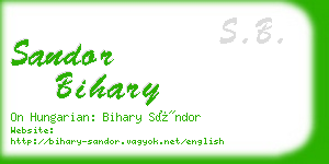 sandor bihary business card